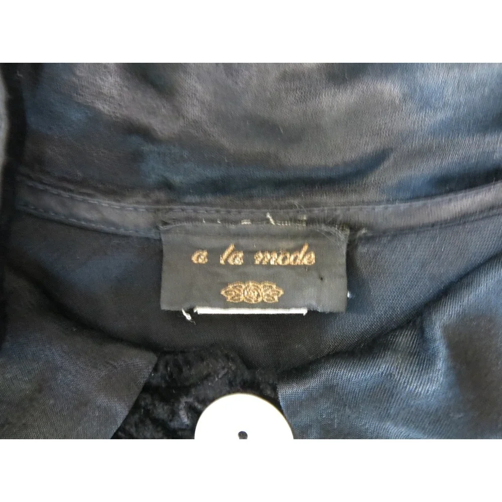 Whimsigoth Vtg 90s Y2K Black Velvet Rayon A La Mode Shirt Witchcore Grunge - Picture 11 of 13